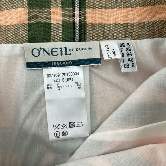 O’Neil of Dublin, Irish Tartan check Pencil skirt in linen - Picture 3 of 5